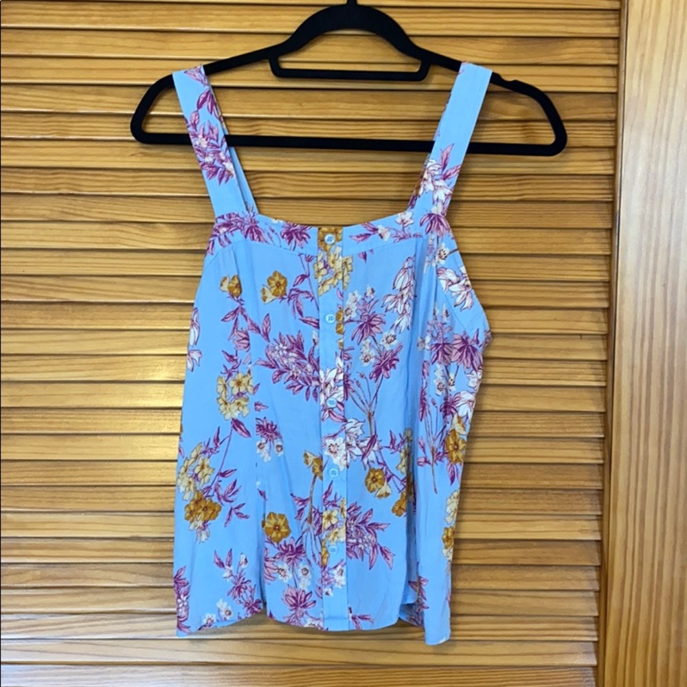 Button Up Floral Tank Top